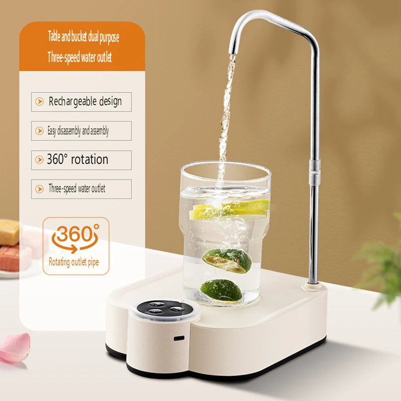 Smart Electric Water Pump Rechargeable Automatic Water Dispenser for Gallon Drinking Portable Water Bottle Pump for Home Office