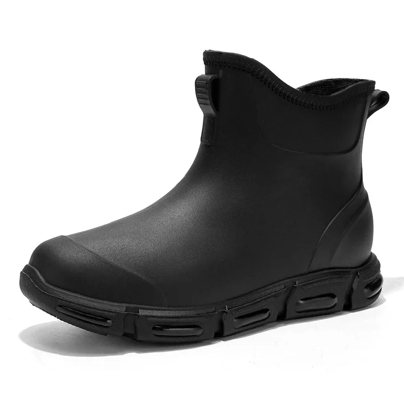 Casual sneakers New men's low-top fashionable waterproof rain boots, outdoor rain boots, work chef men's shoes, flat shoes