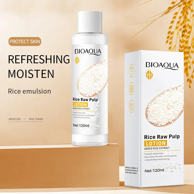 6pcs/lot BIOAQUA Rice Raw Pulp Skin Care Set Face Cream Serum Firming Moisturizing Facial Cleanser Toner Korean Face Care