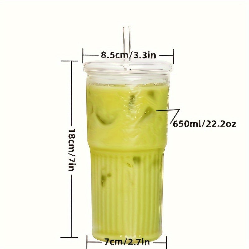 2pcs, 22.2oz Glass Cups with Lids and Straws - Perfect for Iced Coffee, Smoothies, and Travel - Reusable and Eco-Friendly - Ideal Gift for Women