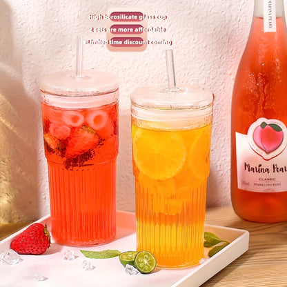 2pcs, 22.2oz Glass Cups with Lids and Straws - Perfect for Iced Coffee, Smoothies, and Travel - Reusable and Eco-Friendly - Ideal Gift for Women