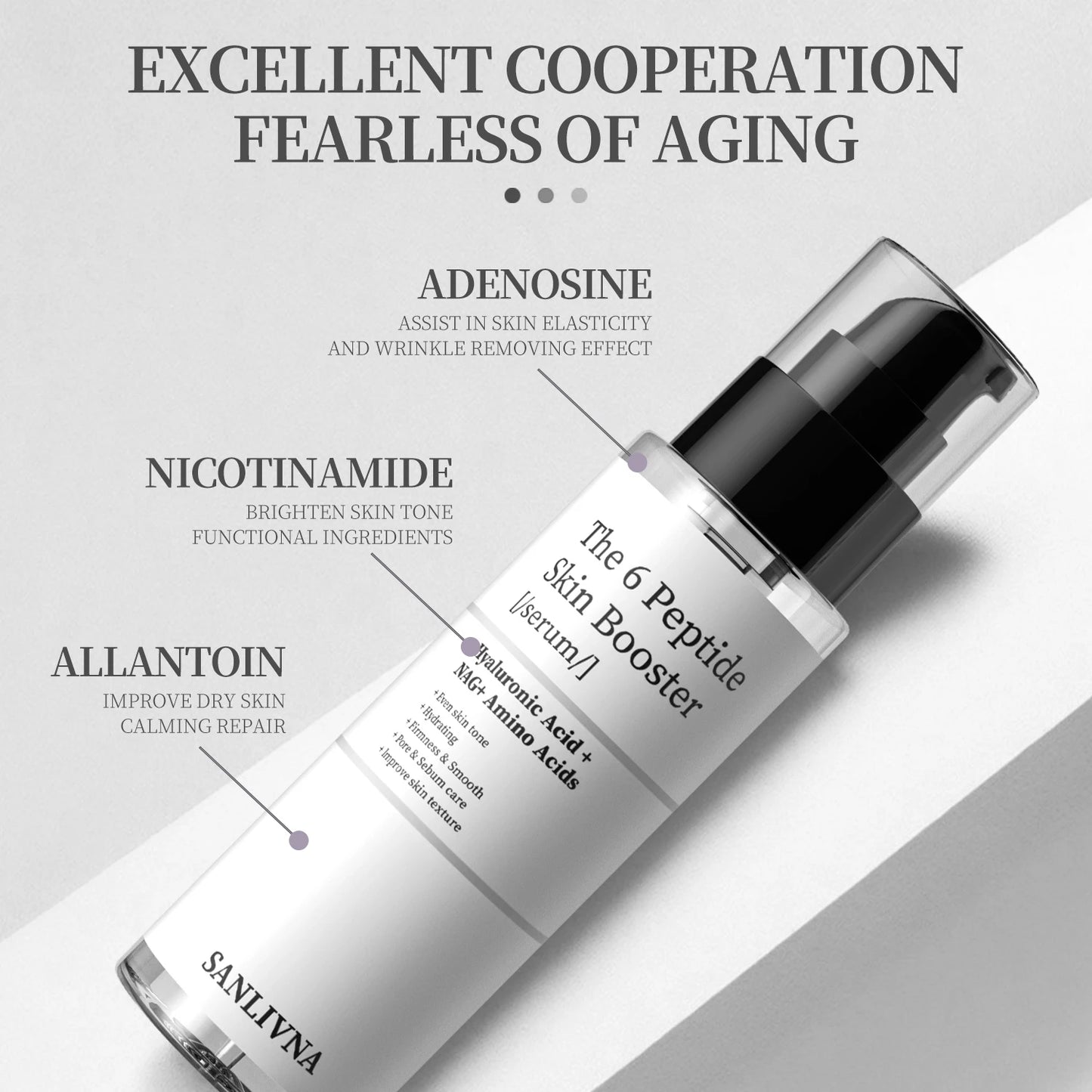 6 Peptide Skin Collagen Serum, Face Niacinamide and Hyaluronic Acid Moisturizing Face Serum for All Skin Types, Skincare