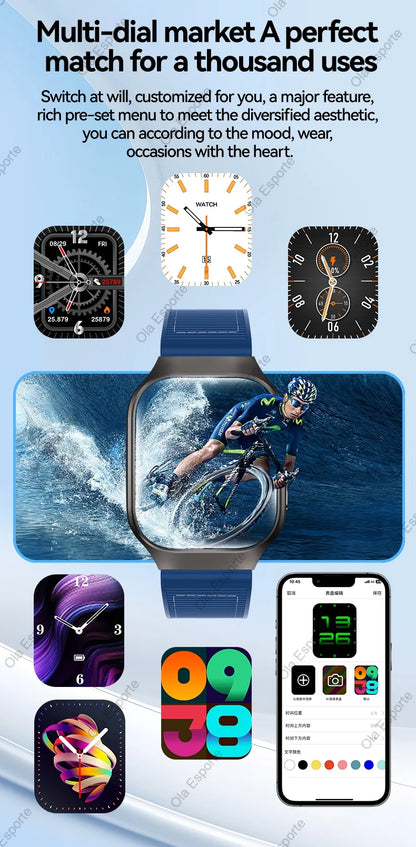 New Bluetooth Call Smart Watch Men 2.01” HD Curved Screen Sports Watches ECG+PPG Health Monitor Smartwatch For Android IOS 2025