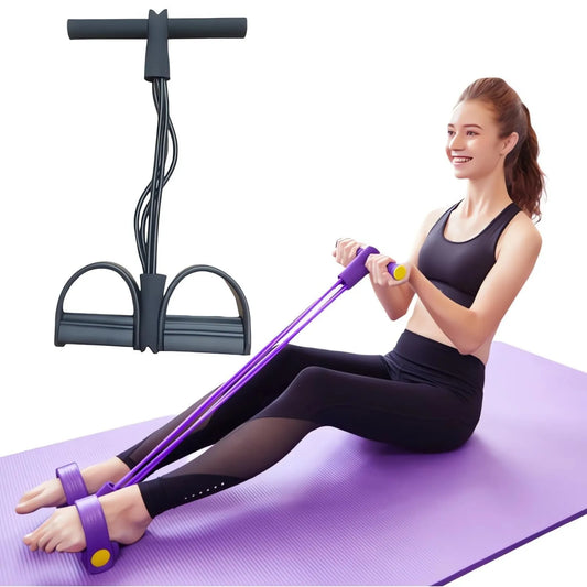 Fitness Resistance Bands - 4 Tube Pedals Tension Machines Upgraded Stretch Bands For Exercise Sit-Ups Exercise Equipment Trainin