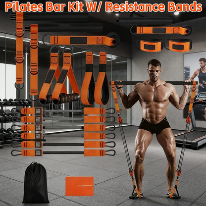 Pilates Bar Kit Multifunctional Weighted Exercise Resistance Bands Portable Yoga Pilates Stick Home Gym Strength Training Supply