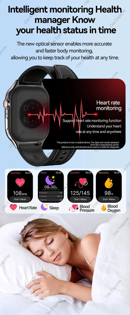 New Bluetooth Call Smart Watch Men 2.01” HD Curved Screen Sports Watches ECG+PPG Health Monitor Smartwatch For Android IOS 2025