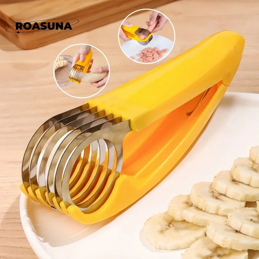Eco-friendly Banana Slicer Cutter:Premium Plastic Kitchen Tool for Fruits&Vegetables-Ideal for Slicing, Cutting Cucumbers & More