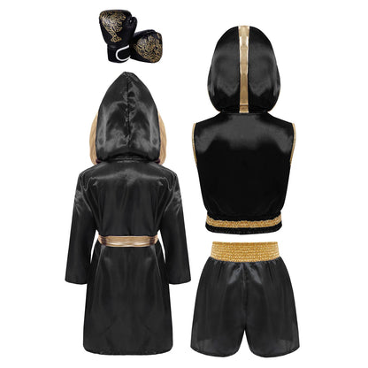 Children's Outfit Boys Robe Kids Muay Thai Fight Grappling Boxing Outfit Boxer Gloves Jerseys Training Clothes Martial Arts Sets