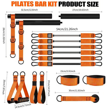 Pilates Bar Kit Multifunctional Weighted Exercise Resistance Bands Portable Yoga Pilates Stick Home Gym Strength Training Supply