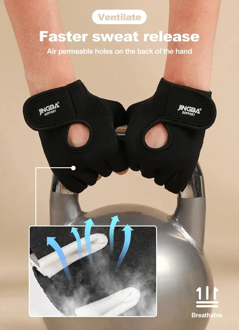 Fitness Half Finger Gloves Unisex Fitness Gym Weightlifting Exercise Gloves Silicone Anti Slip Breathable Outdoor Cycling Gloves