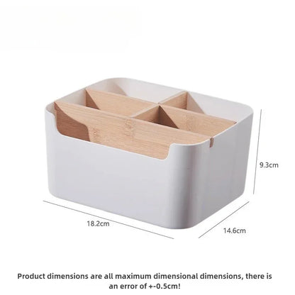 Eco-Friendly Bamboo & Wood Storage Box-Removable Multi-Use Organizer Basket for Home, Kitchen & Bathroom-Large Capacity Storage