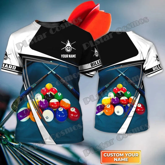 Billiard Player Personalized Name 3D All Over Printed Men's T-shirt Summer Unisex Casual t shirt Gift For Billiard Lover TX-185