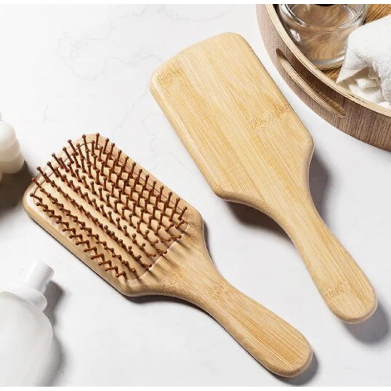 Eco-friendly Bamboo Hair Comb Natural Wooden Anti-Static Detangling Comb Scalp Massage Cushion Hair Styling Tool Unisex