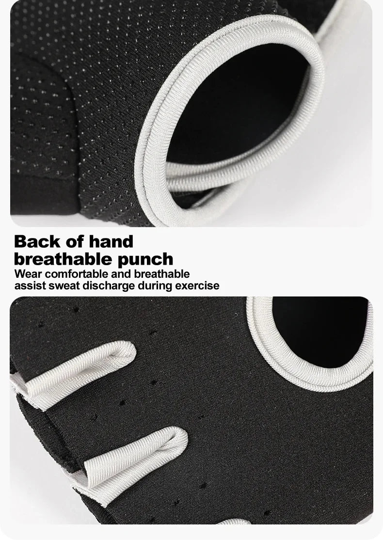 Fitness Half Finger Gloves Unisex Fitness Gym Weightlifting Exercise Gloves Silicone Anti Slip Breathable Outdoor Cycling Gloves