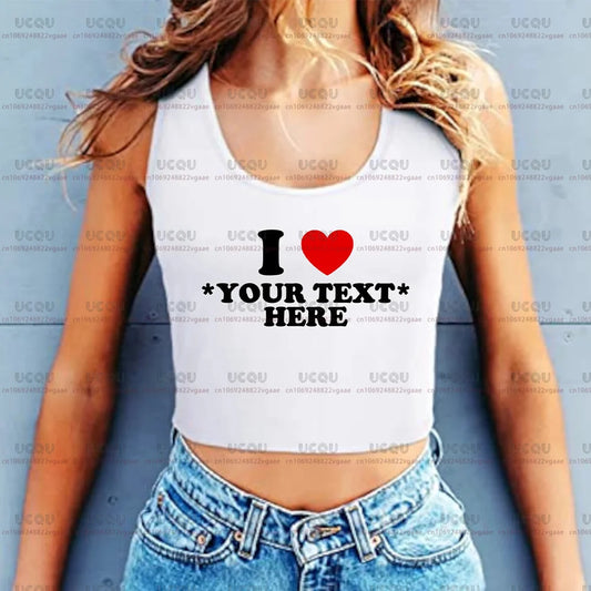 Custom I Heart Shirt Personalized I Love Crop Top Tank Top Fitted Racerback Tank Tee  gift Baby Sexy Clothes Vest Singlet New
