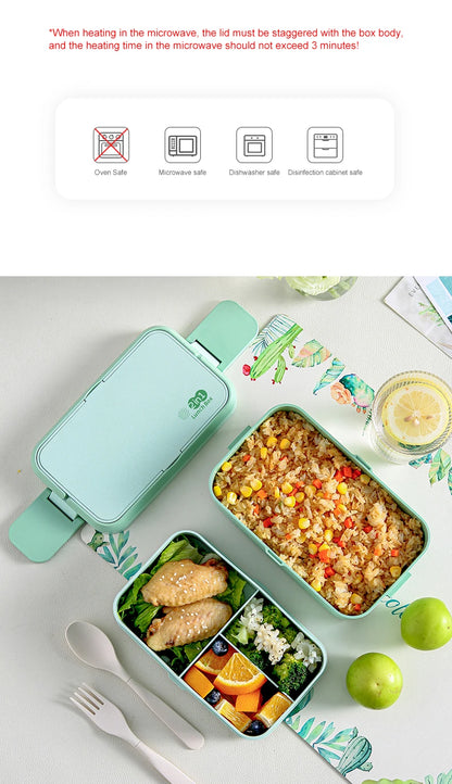 Eco-Friendly Bamboo Fiber Lunch Box Microwave Leakproof Bento Container for School/Office/Picnic Portable Food Storage Container