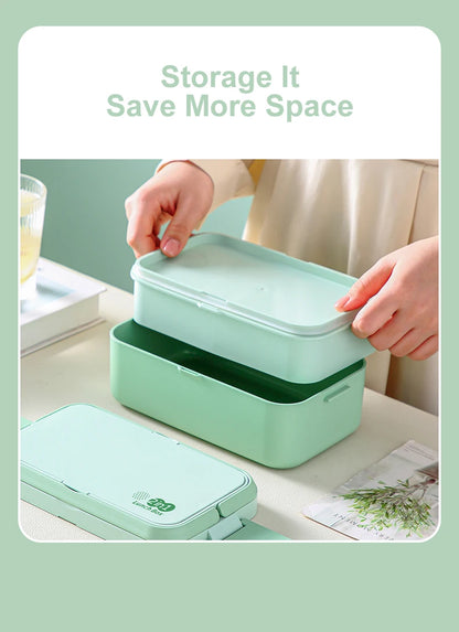 Eco-Friendly Bamboo Fiber Lunch Box Microwave Leakproof Bento Container for School/Office/Picnic Portable Food Storage Container