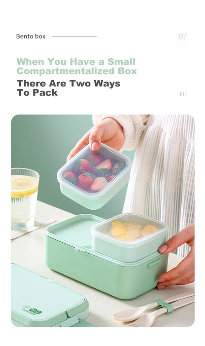 Eco-Friendly Bamboo Fiber Lunch Box Microwave Leakproof Bento Container for School/Office/Picnic Portable Food Storage Container