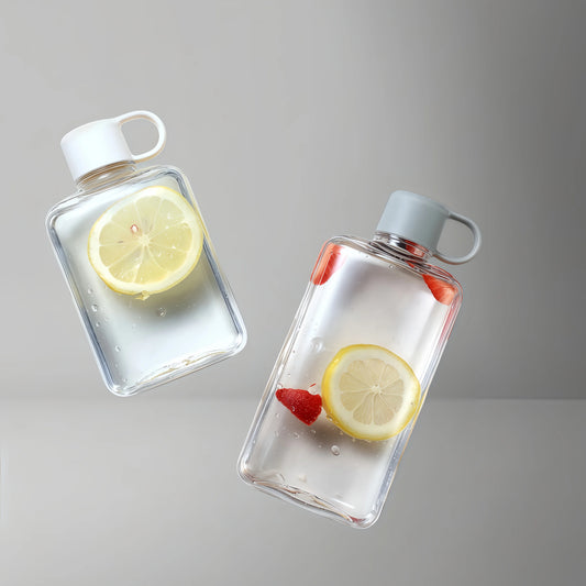 Water Botlte Flat Bpa Free Sport Clear Plastic Crystal Drinks Kettle Notebook Milk Juice Transparent Drinkware Birthday Gift