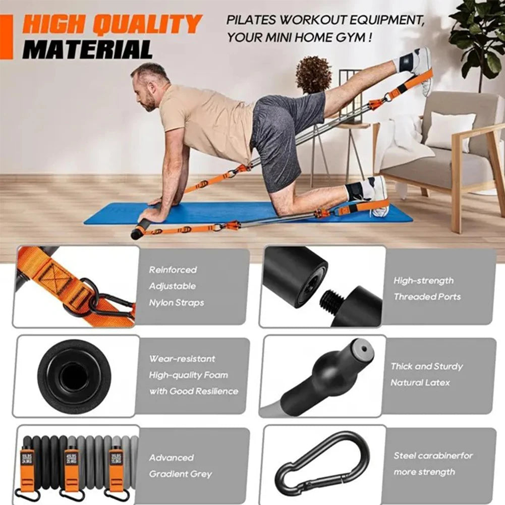 Pilates Bar Kit Multifunctional Weighted Exercise Resistance Bands Portable Yoga Pilates Stick Home Gym Strength Training Supply