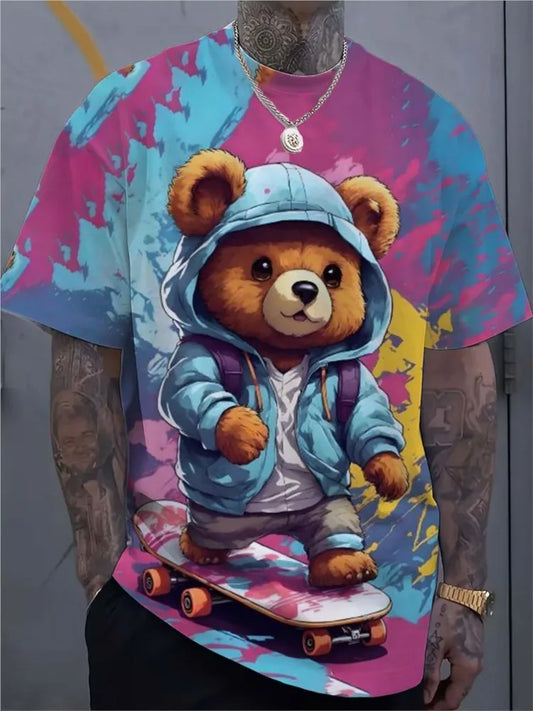 Men's T-Shirts Personalized Hip Hop Bear Pattern 3D Print Tops Tees Summer New Streetwear Oversized Unisex tShirt Men Clothes