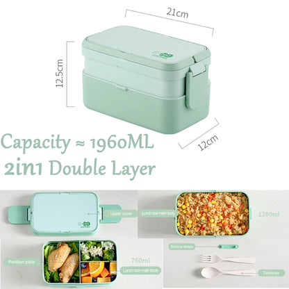 Eco-Friendly Bamboo Fiber Lunch Box Microwave Leakproof Bento Container for School/Office/Picnic Portable Food Storage Container