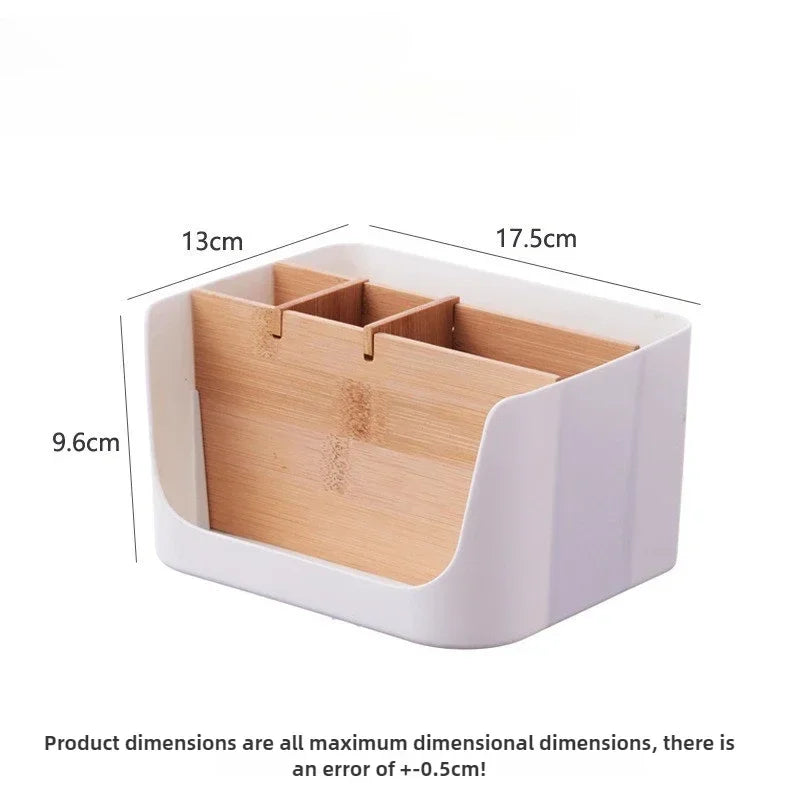 Eco-Friendly Bamboo & Wood Storage Box-Removable Multi-Use Organizer Basket for Home, Kitchen & Bathroom-Large Capacity Storage