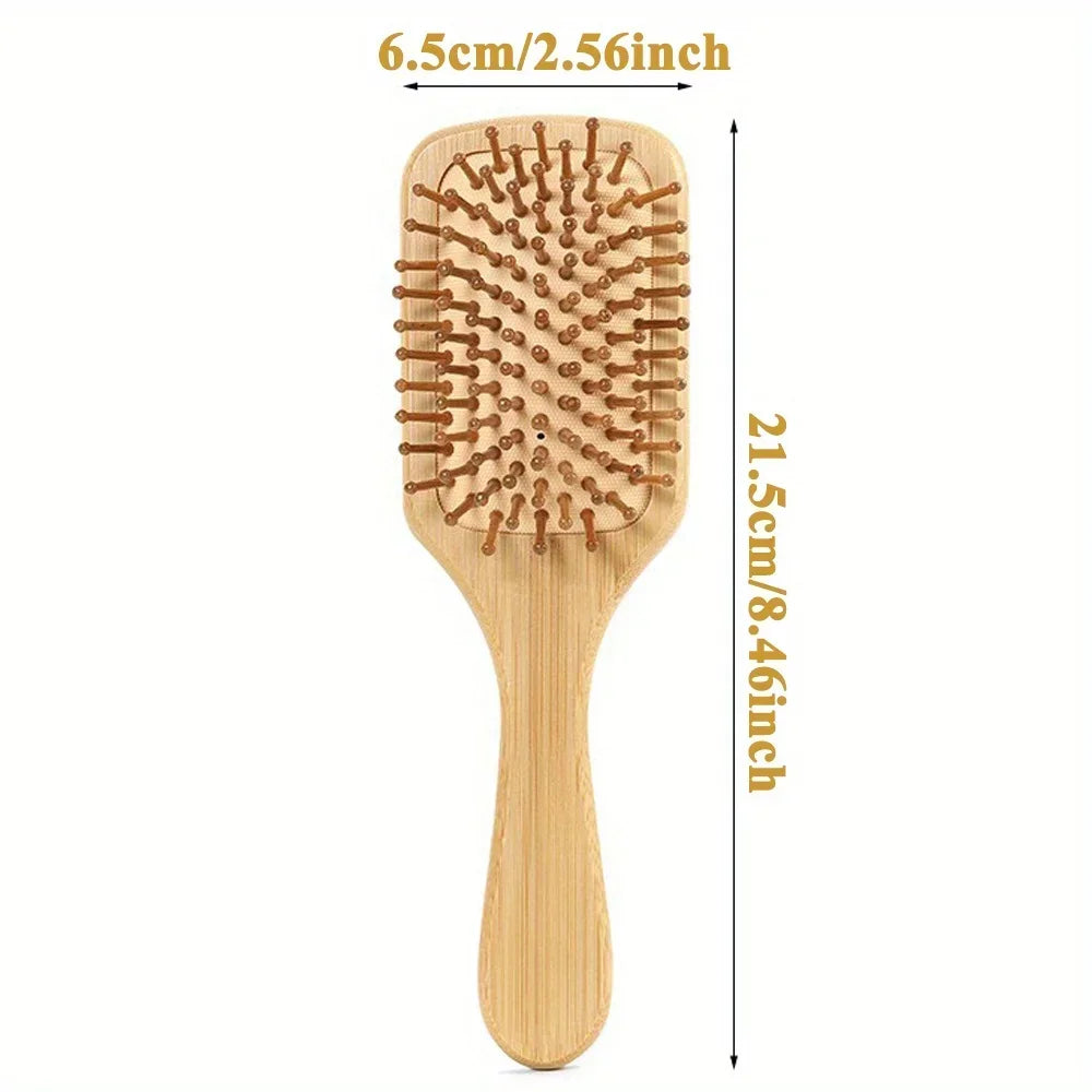 Eco-friendly Bamboo Hair Comb Natural Wooden Anti-Static Detangling Comb Scalp Massage Cushion Hair Styling Tool Unisex