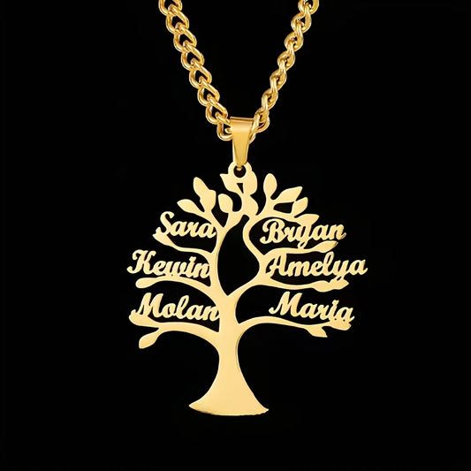 Custom Tree of Life Necklace Personalized Name Multiple Name Family Member Stainless Steel Necklace Jewelry Mother's Day Gift