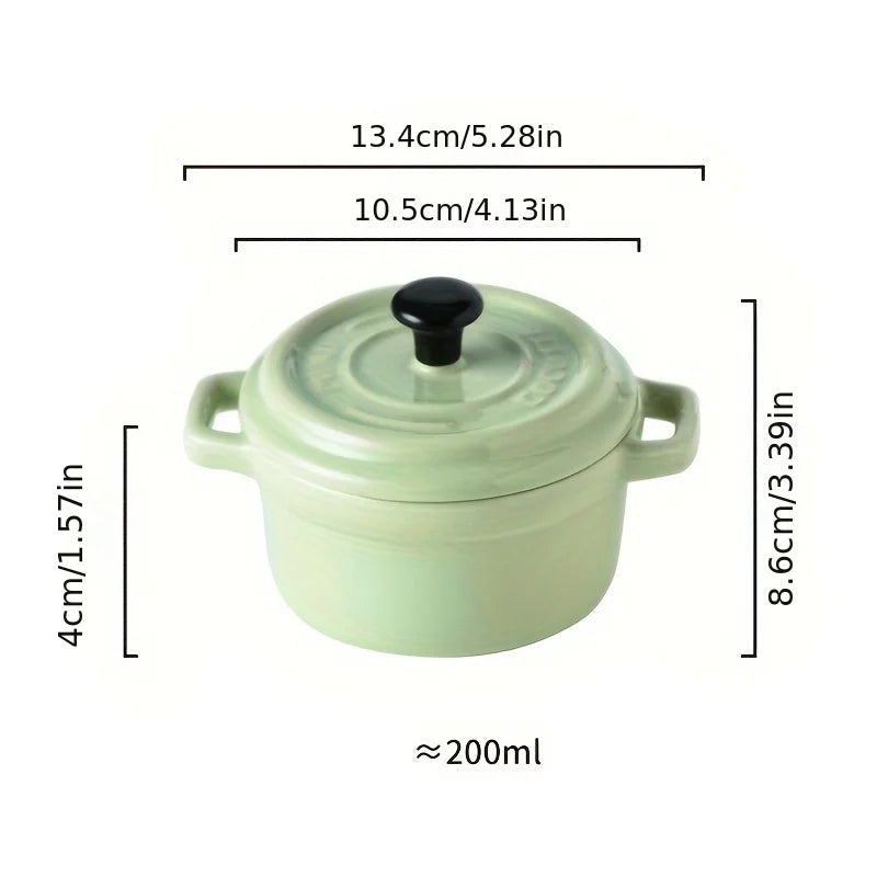 Ceramic covered bowl, mini double ear bowl, 6.5oz-200ml yogurt, steamed egg, and Shufulei small bowl