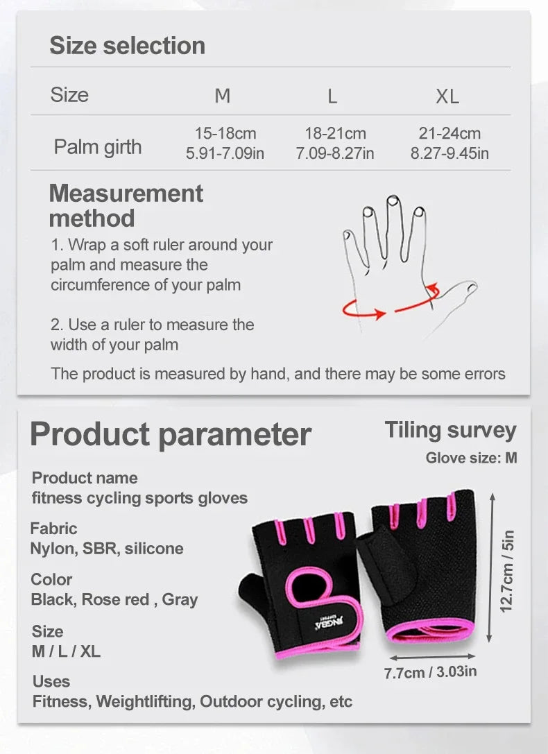 Fitness Half Finger Gloves Unisex Fitness Gym Weightlifting Exercise Gloves Silicone Anti Slip Breathable Outdoor Cycling Gloves