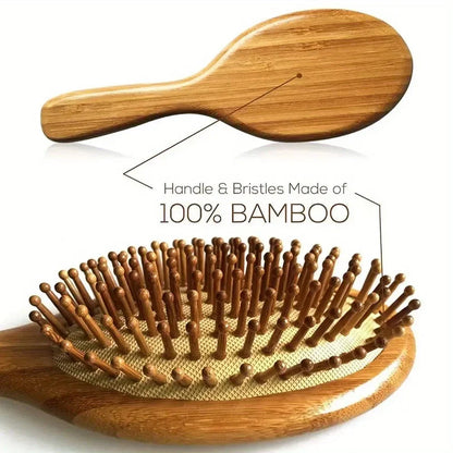 Eco-friendly Bamboo Hair Comb Natural Wooden Anti-Static Detangling Comb Scalp Massage Cushion Hair Styling Tool Unisex