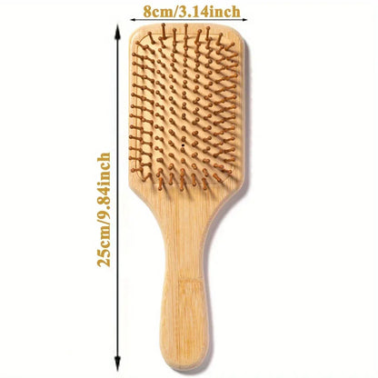 Eco-friendly Bamboo Hair Comb Natural Wooden Anti-Static Detangling Comb Scalp Massage Cushion Hair Styling Tool Unisex