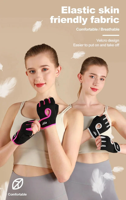 Fitness Half Finger Gloves Unisex Fitness Gym Weightlifting Exercise Gloves Silicone Anti Slip Breathable Outdoor Cycling Gloves