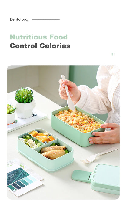 Eco-Friendly Bamboo Fiber Lunch Box Microwave Leakproof Bento Container for School/Office/Picnic Portable Food Storage Container