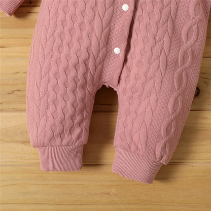0-18 Months Newborn Baby Boy Girl Bodysuit Solid Color Hoodie Long Sleeve Romper Autumn&Winter Warm Jumpsuit Clothes For Baby