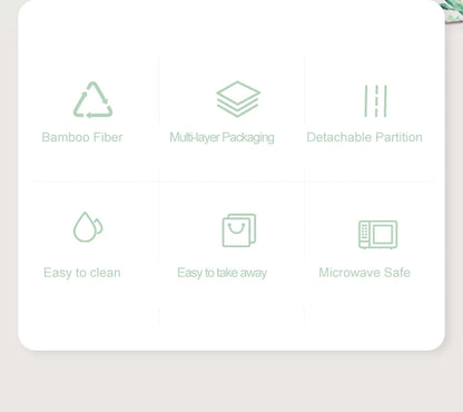 Eco-Friendly Bamboo Fiber Lunch Box Microwave Leakproof Bento Container for School/Office/Picnic Portable Food Storage Container