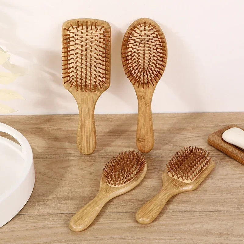 Eco-friendly Bamboo Hair Comb Natural Wooden Anti-Static Detangling Comb Scalp Massage Cushion Hair Styling Tool Unisex