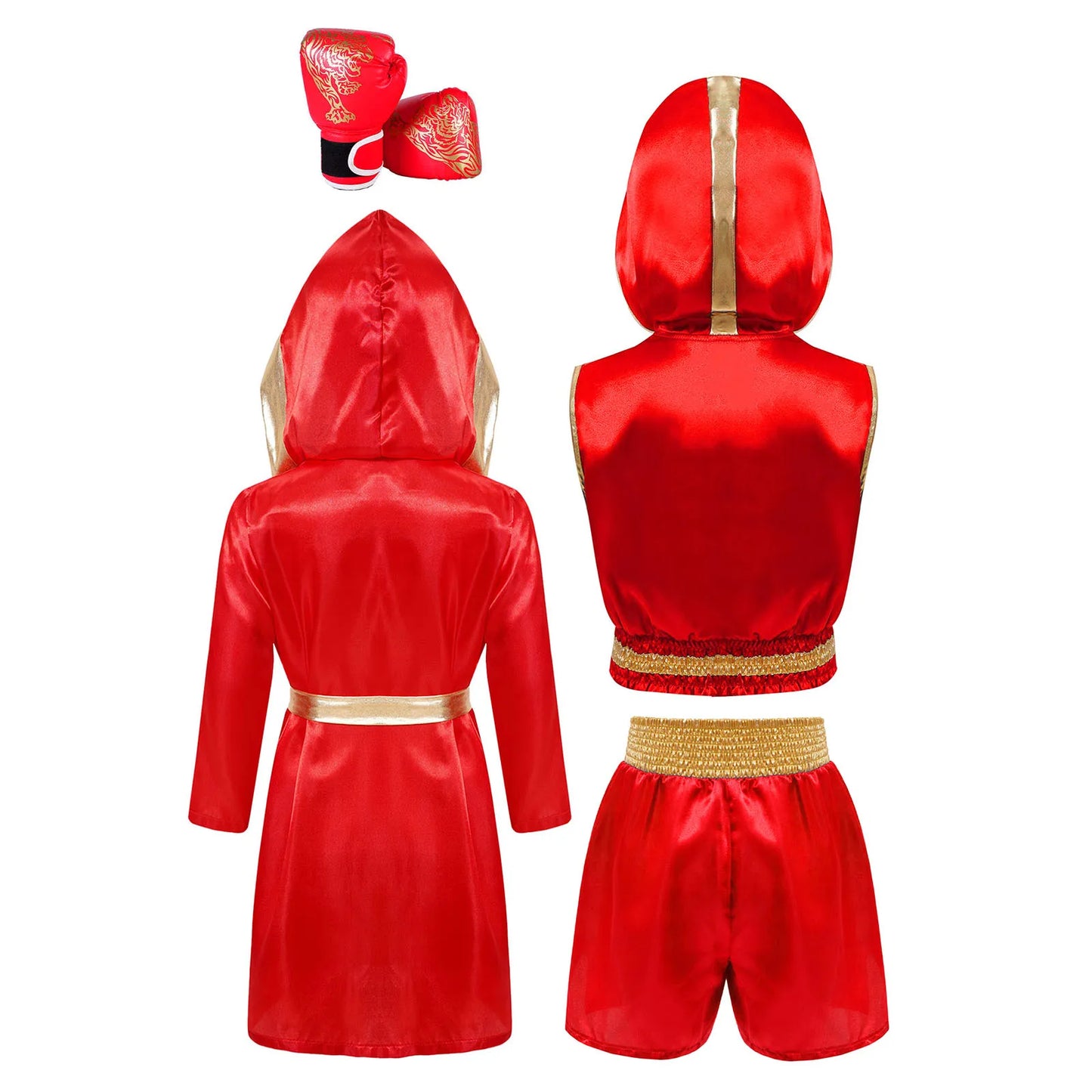 Children's Outfit Boys Robe Kids Muay Thai Fight Grappling Boxing Outfit Boxer Gloves Jerseys Training Clothes Martial Arts Sets