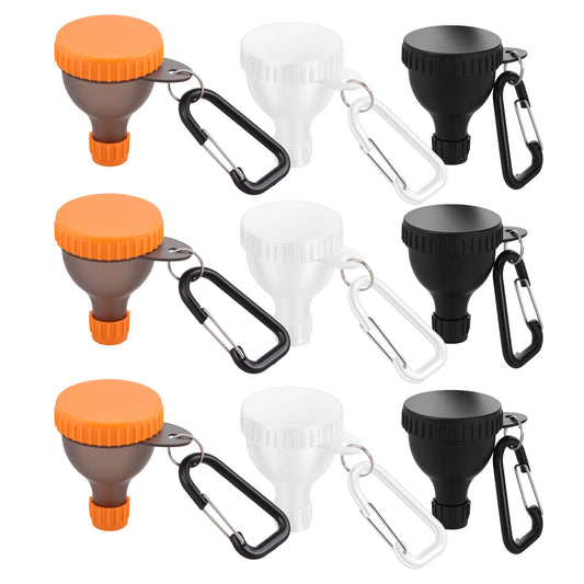 9Pcs Protein Powder Funnel Set 50ml Portable Mini Protein Powder Bottle Carabiner & Reinforced Cap for Workout Fitness Traveling