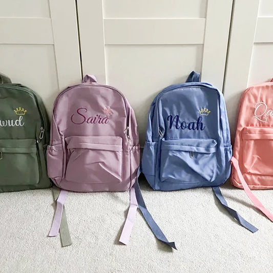 Customized New School Bags Personalized Name Embroidery Large Capacity Nylon Student Backpack Adult Children Travelling Bags