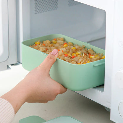 Eco-Friendly Bamboo Fiber Lunch Box Microwave Leakproof Bento Container for School/Office/Picnic Portable Food Storage Container