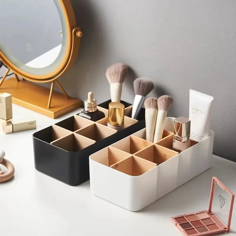 Eco-Friendly Bamboo & Wood Storage Box-Removable Multi-Use Organizer Basket for Home, Kitchen & Bathroom-Large Capacity Storage