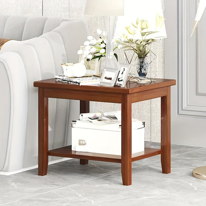 Classic Style Bamboo Coffee Table with Lower Shelf - Eco-Friendly Wooden Material, Leg Base Frame, Mini Modern Design for Living Room, Bedroom, Sofa Side - Electricity-Free Use