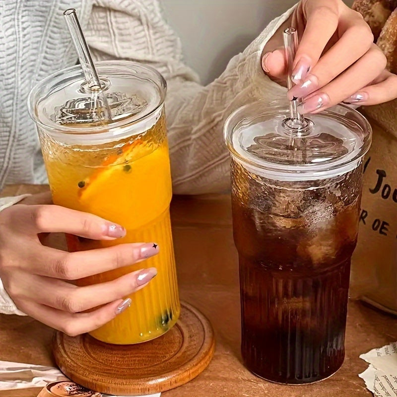 2pcs, 22.2oz Glass Cups with Lids and Straws - Perfect for Iced Coffee, Smoothies, and Travel - Reusable and Eco-Friendly - Ideal Gift for Women
