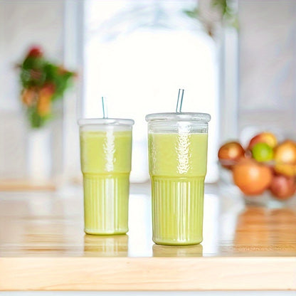2pcs, 22.2oz Glass Cups with Lids and Straws - Perfect for Iced Coffee, Smoothies, and Travel - Reusable and Eco-Friendly - Ideal Gift for Women