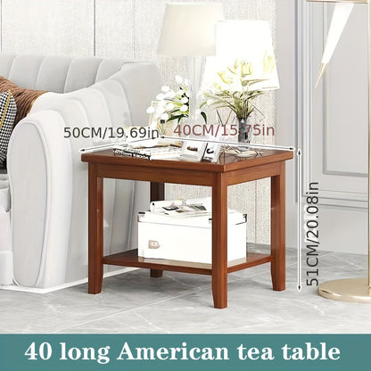 Classic Style Bamboo Coffee Table with Lower Shelf - Eco-Friendly Wooden Material, Leg Base Frame, Mini Modern Design for Living Room, Bedroom, Sofa Side - Electricity-Free Use